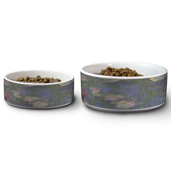 Water Lilies by Claude Monet Ceramic Dog Bowls - Size Comparison