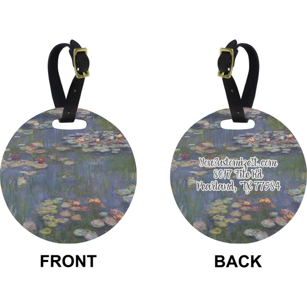 Water Lilies by Claude Monet Circle Luggage Tag (Front + Back)