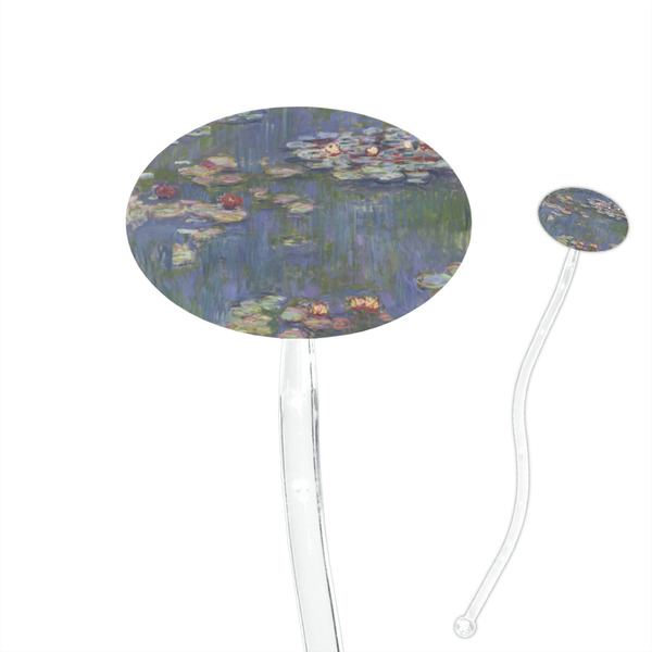 Custom Water Lilies by Claude Monet 7" Oval Plastic Stir Sticks - Clear
