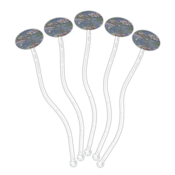 Water Lilies by Claude Monet Clear Plastic 7" Stir Stick - Oval - Fan