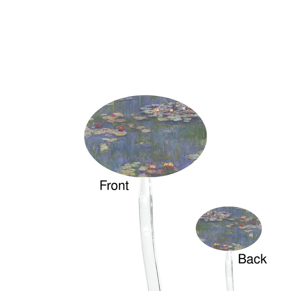 Water Lilies by Claude Monet Clear Plastic 7" Stir Stick - Oval - Front & Back