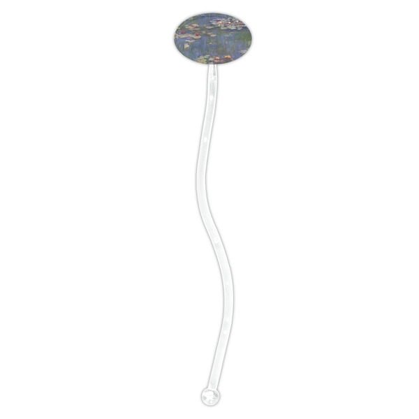 Water Lilies by Claude Monet Clear Plastic 7" Stir Stick - Oval - Single Stick