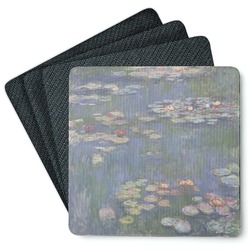 Water Lilies by Claude Monet Square Rubber Backed Coasters - Set of 4