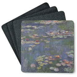 Water Lilies by Claude Monet Square Rubber Backed Coasters - Set of 4