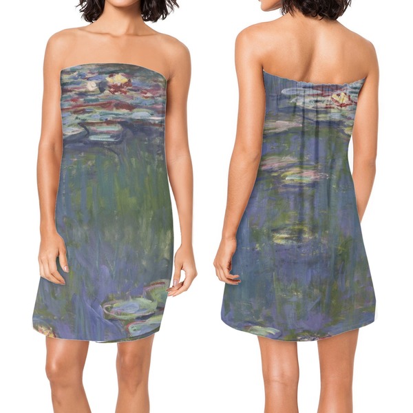 Water Lilies by Claude Monet Custom Bath Wrap - Front & Back View