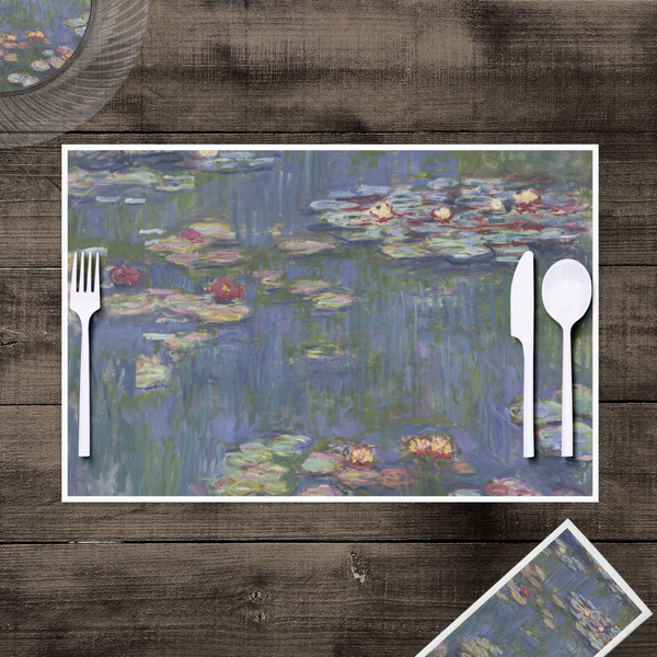 Water Lilies by Claude Monet Disposable Paper Placemat - In Context