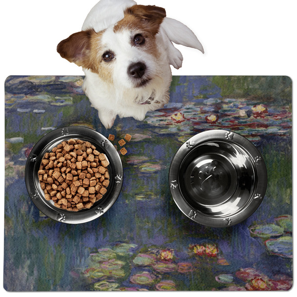 Custom Water Lilies by Claude Monet Dog Food Mat - Medium