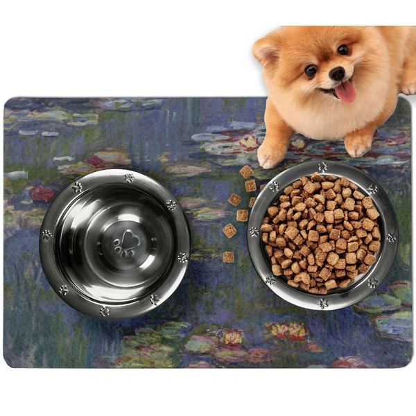 Custom Water Lilies by Claude Monet Dog Food Mat - Small