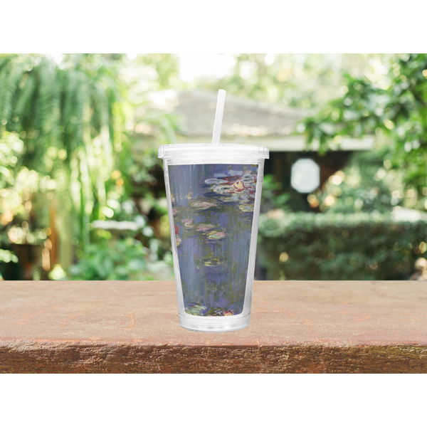 Water Lilies by Claude Monet Double Wall Tumbler with Straw Lifestyle