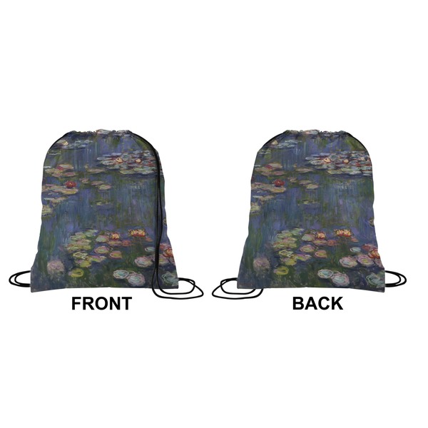 Water Lilies by Claude Monet Drawstring Backpack Front & Back Medium