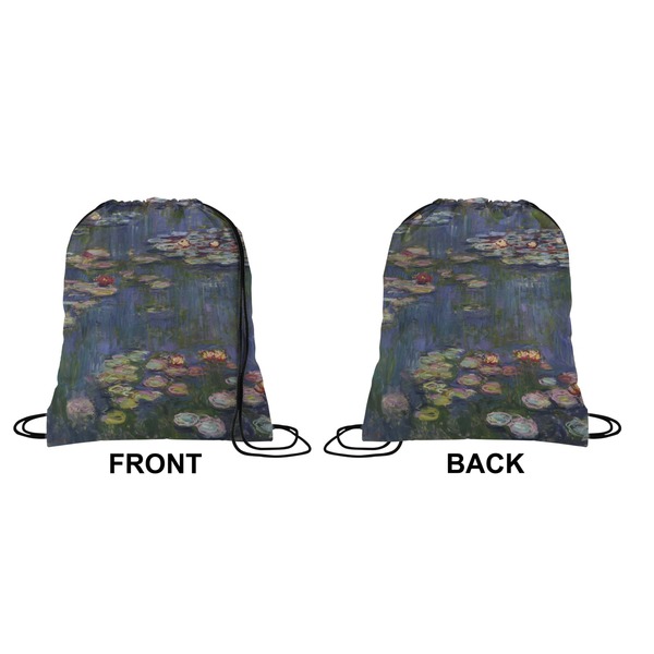Water Lilies by Claude Monet Drawstring Backpack Front & Back Small
