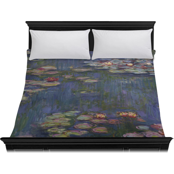Water Lilies by Claude Monet Duvet Cover - King - On Bed - No Prop