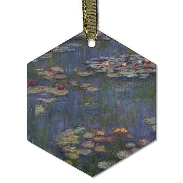Custom Water Lilies by Claude Monet Flat Glass Ornament - Hexagon