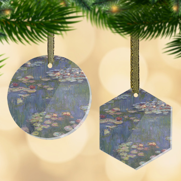 Custom Water Lilies by Claude Monet Flat Glass Ornament