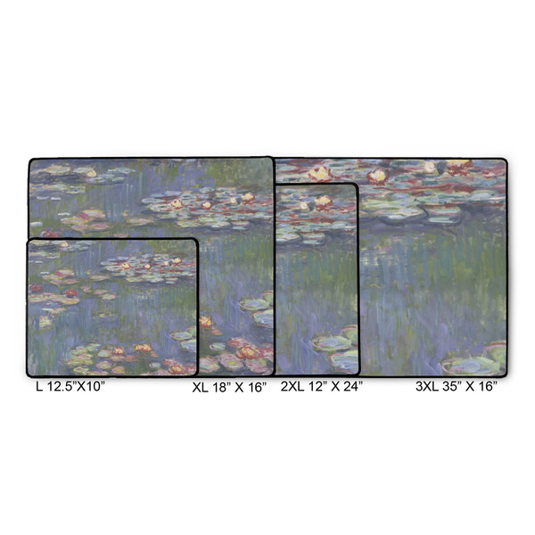 Water Lilies by Claude Monet Gaming Mats - SIZE CHART