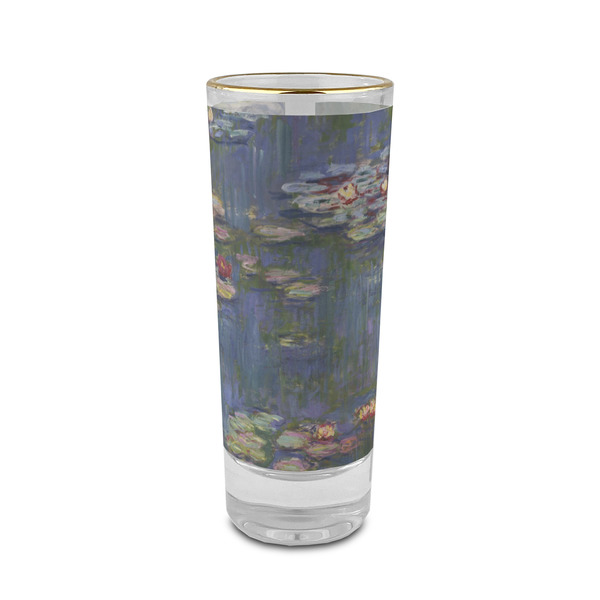 Custom Water Lilies by Claude Monet 2 oz Shot Glass -  Glass with Gold Rim - Set of 4
