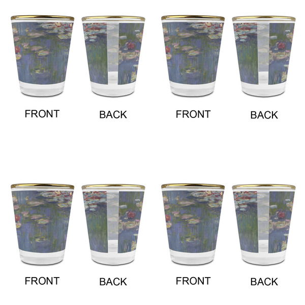 Water Lilies by Claude Monet Glass Shot Glass - with gold rim - Set of 4 - APPROVAL