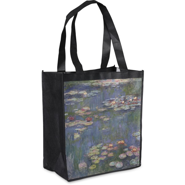 Custom Water Lilies by Claude Monet Grocery Bag