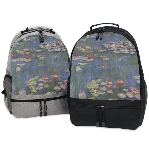 Water Lilies by Claude Monet Large Backpacks - Both