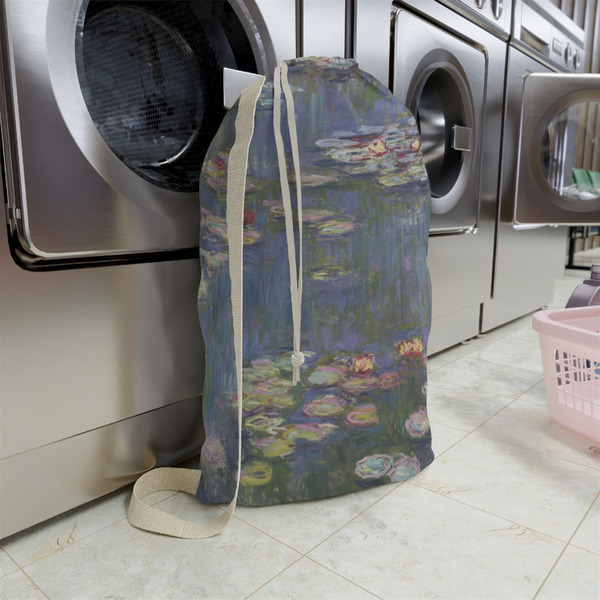 Water Lilies by Claude Monet Large Laundry Bag - In Context