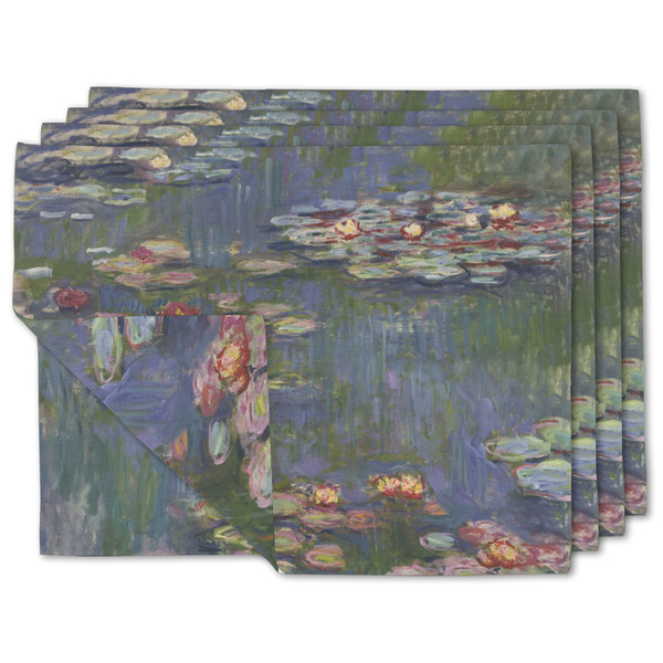 Custom Water Lilies by Claude Monet Double-Sided Linen Placemat - Set of 4