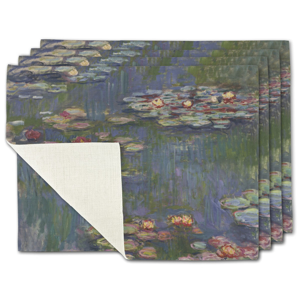 Custom Water Lilies by Claude Monet Single-Sided Linen Placemat - Set of 4
