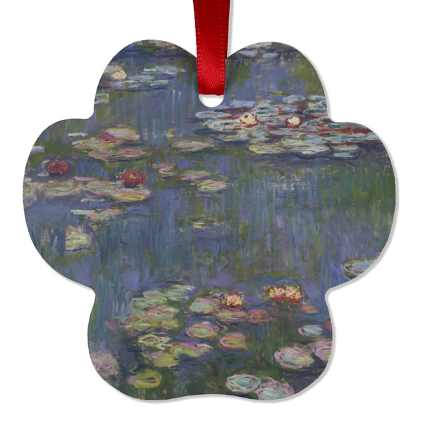 Custom Water Lilies by Claude Monet Metal Paw Ornament - Double Sided