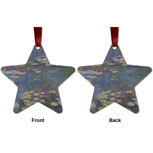 Water Lilies by Claude Monet Metal Star Ornament - Front and Back
