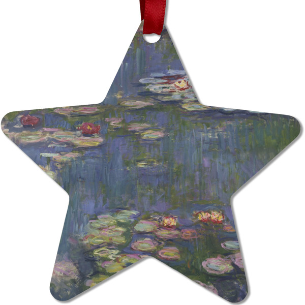 Custom Water Lilies by Claude Monet Metal Star Ornament - Double Sided