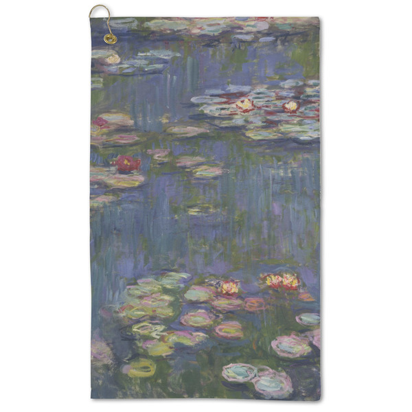 Custom Water Lilies by Claude Monet Microfiber Golf Towel - Large