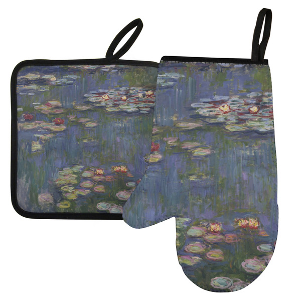 Custom Water Lilies by Claude Monet Left Oven Mitt & Pot Holder Set