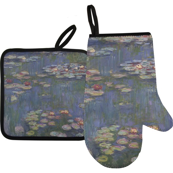 Custom Water Lilies by Claude Monet Right Oven Mitt & Pot Holder Set