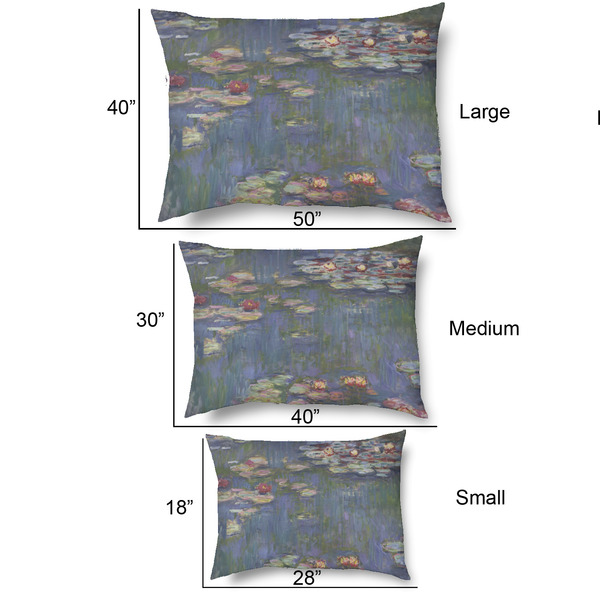 Water Lilies by Claude Monet Outdoor Dog Beds - SIZE CHART