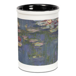 Water Lilies by Claude Monet Ceramic Pencil Holders - Black
