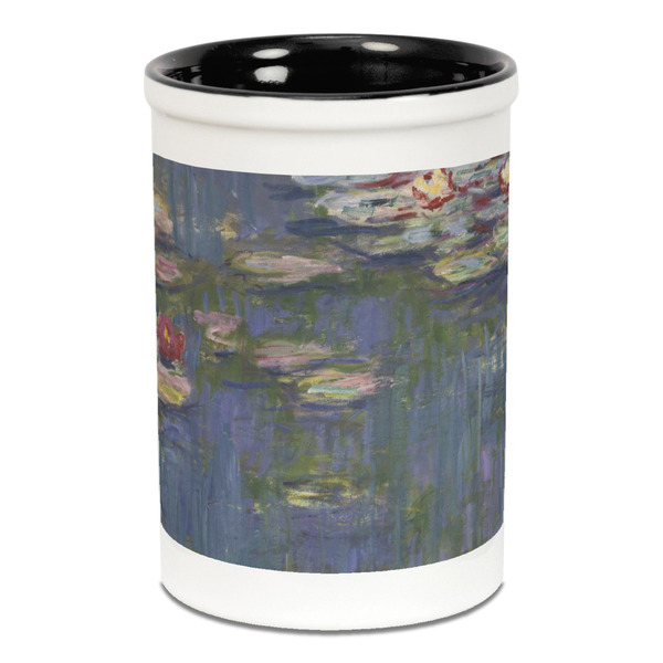 Custom Water Lilies by Claude Monet Ceramic Pencil Holders - Black