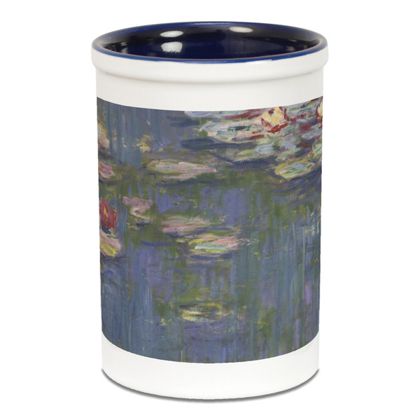 Custom Water Lilies by Claude Monet Ceramic Pencil Holders - Blue