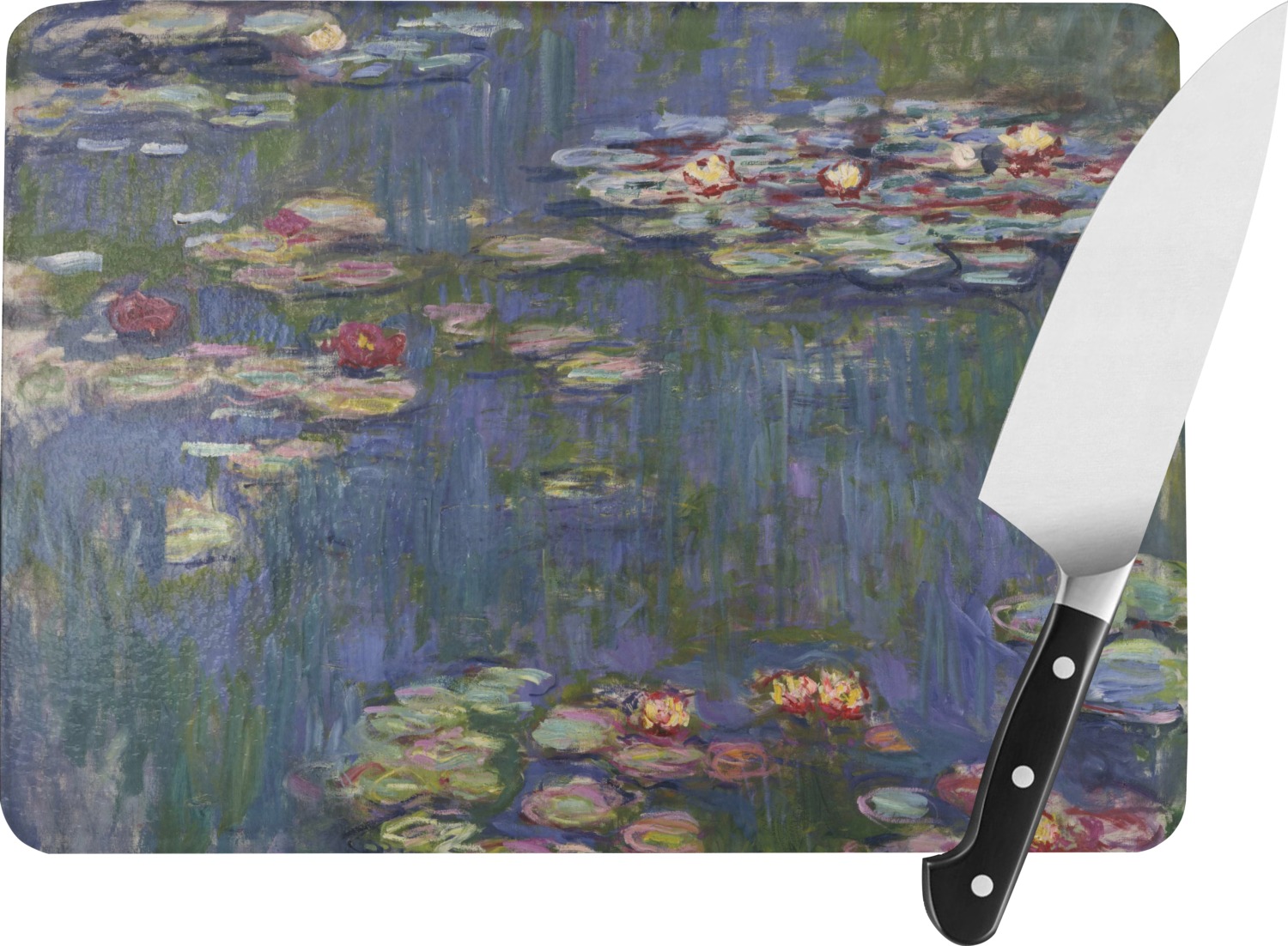 Water Lilies by Claude Rectangular Glass Cutting Board Medium
