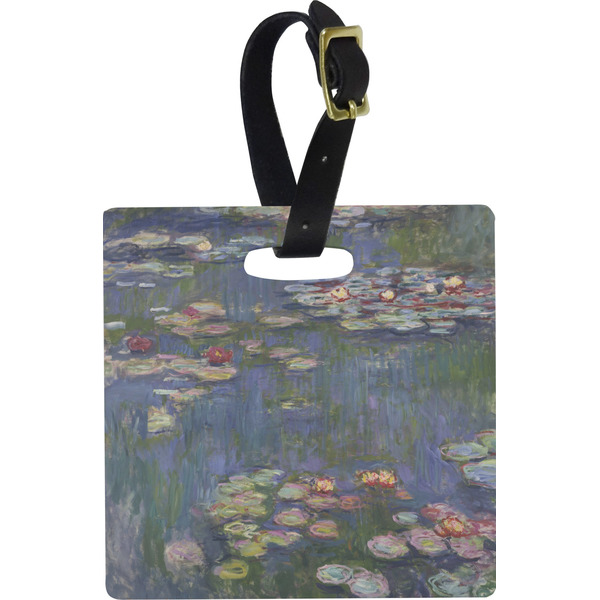 Custom Water Lilies by Claude Monet Plastic Luggage Tag - Square