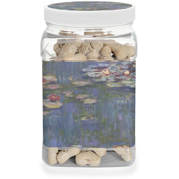Custom Water Lilies by Claude Monet Dog Treat Jar