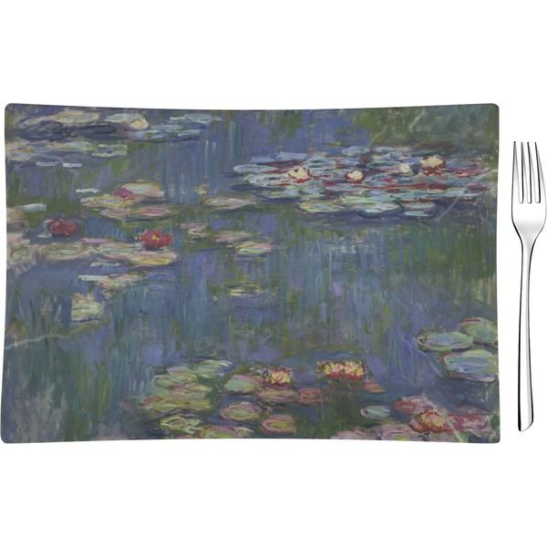 Custom Water Lilies by Claude Monet Rectangular Glass Appetizer / Dessert Plate - Single or Set