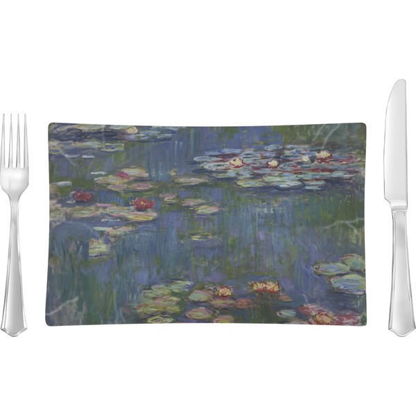 Custom Water Lilies by Claude Monet Rectangular Glass Lunch / Dinner Plate - Single or Set