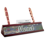 Water Lilies by Claude Monet Red Mahogany Nameplate with Business Card Holder