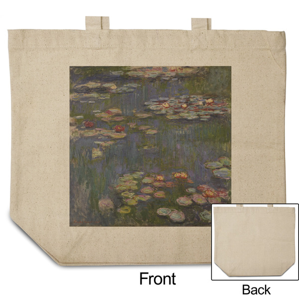 Water Lilies by Claude Monet Reusable Cotton Grocery Bag - Front & Back View