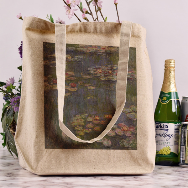 Water Lilies by Claude Monet Reusable Cotton Grocery Bag - In Context