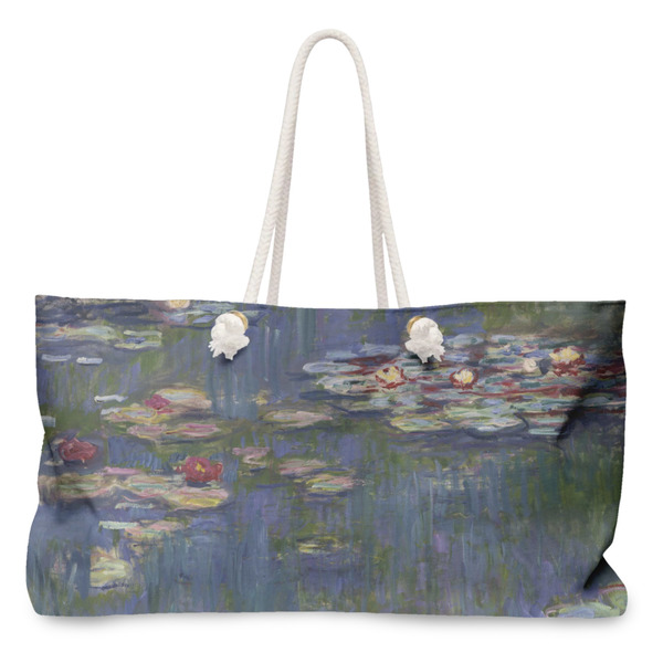 Custom Water Lilies by Claude Monet Large Tote Bag with Rope Handles