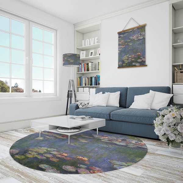 Water Lilies by Claude Monet Round Area Rug - IN CONTEXT