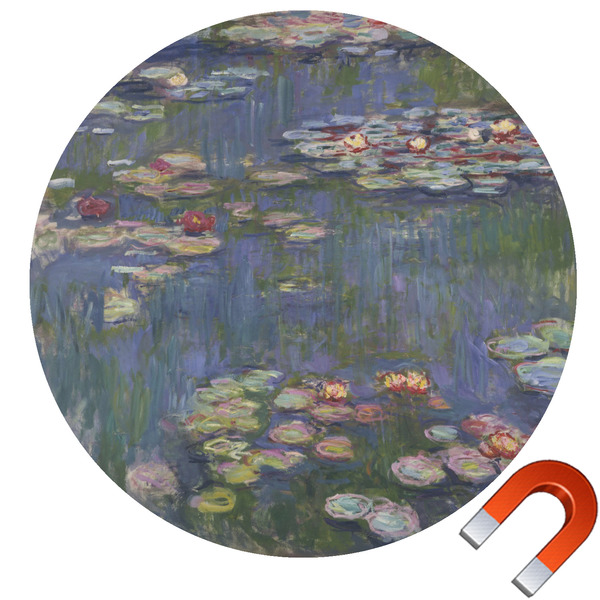 Custom Water Lilies by Claude Monet Round Car Magnet - 6"