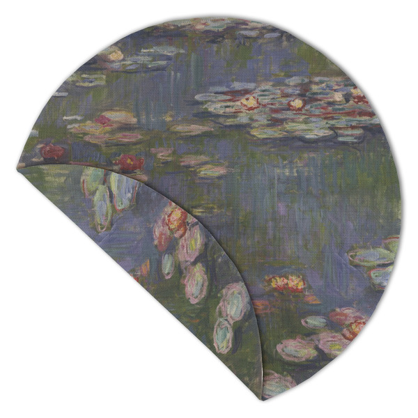 Water Lilies by Claude Monet Round Linen Placemats - Front (folded corner double sided)