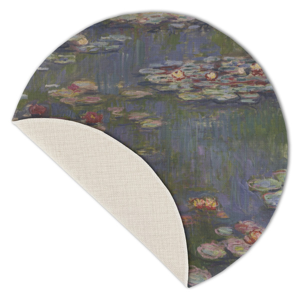 Water Lilies by Claude Monet Round Linen Placemats - Front (folded corner single sided)