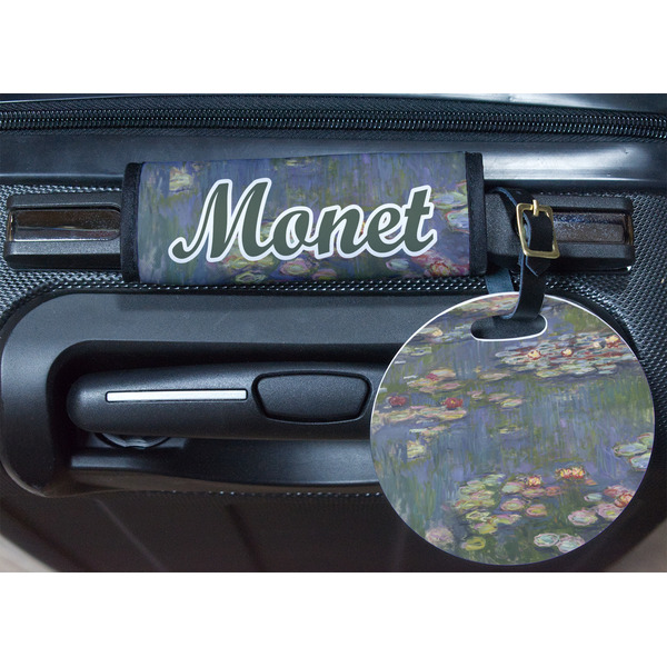 Water Lilies by Claude Monet Round Luggage Tag & Handle Wrap - In Context